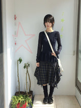 flared check skirt