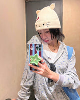 フローラルパターンアップリケジップアップフーディ