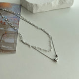 tyu Pearl Beads Heart Ball Scenic Steel Titan Choker Short Layered Guest Necklace