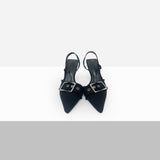 Minan Buckle Stiletto Sling Back Heels