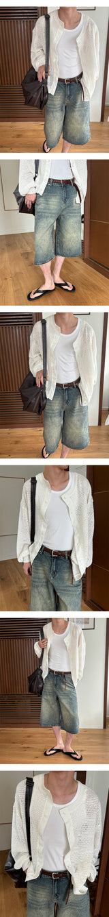[Unisex] エスニックシースルーカーディガン(3color)