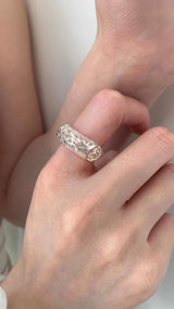 Silver ethnic pattern ring