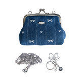 ミニリボンデニムフレームミニバッグ (handmade bag)