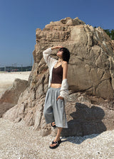 PUNCHING KNIT HOOD ZIP-UP