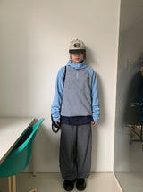 シフォンブラッシュドフードハーフジップアップフリーススウェットシャツ