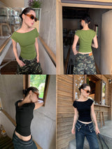オールマッチカラースパンデックススリムショートスリーブTシャツ