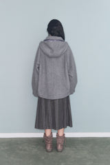 HOODED DOUBLE HALF COAT GREY