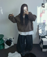 TWO PINTUCK WODE SLACKS LONG PANTS 🩶🖤🤎3COLOLR