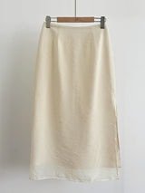 Corinne Layered Chiffon Slit Maxi Long Skirt