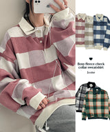 Teemo Fleece Checkered Collar Sweatshirt