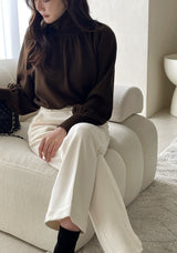 Colb Puff Shirring Button Polar Knit