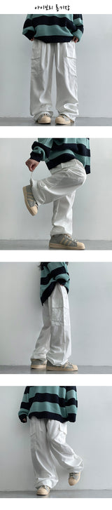 [3 Tier Length] [S–2XL] Tida Tantan Pintuck Banding Cargo Wide Pants (6 colors)