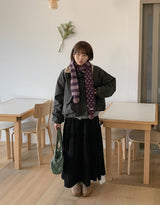Pivot Flower Corduroy Banding Long Skirt