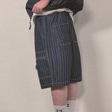 stripe denim shorts_blue