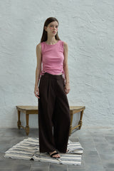 Shirring sleeveless top_pink