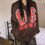 Unon 06 Lettering Oversized Fit Hooded Zip-Up