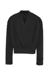 Pleated Knit Wrap Cardigan