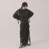 glossy strap shirt_black