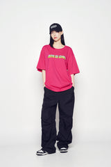 25SS 3D カートゥーンロゴショートスリーブTシャツ ホットピンク
