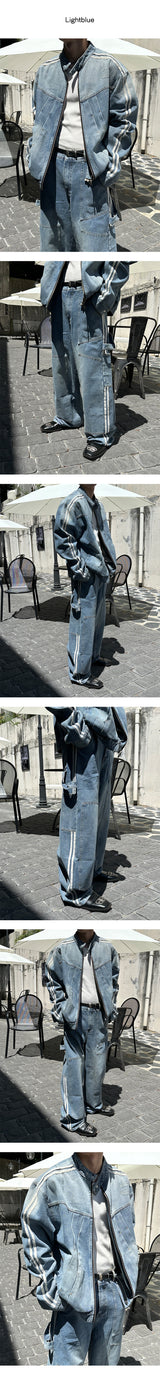 [F/W] トラックラインダブルポケットデニムパンツ