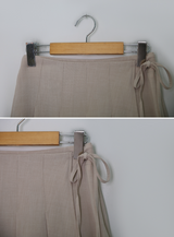 Summer Linen Pleated Ribbon Skirt Pants (3color)