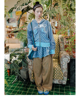 UsocialNight original retro versatile autumn and winter printed hooded sweatshirt polkidot fart curtain set