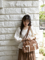 リボンダッフルバッグ_caramel brown