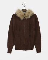 Penk Twisted fur Hooded Slim Fit two-way Knitwear Zip-Up