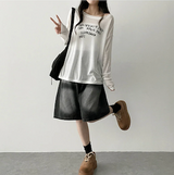 Alling lettering shoulder long sleeve tee