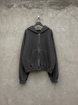 Dusty Pigment Crop Hood Zip-Up (3color) (No.1001)