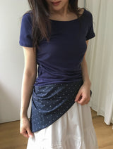 コーセル Uネック サイドシャーリング ショートスリーブTシャツ