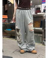 [Unisex] デストロイドバンディングスウェットパンツ(2color)