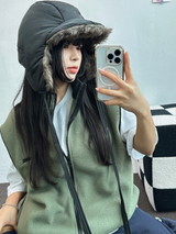 FLEECE LAYERED VEST ZIP UP💚💙🖤🧡4COLOR