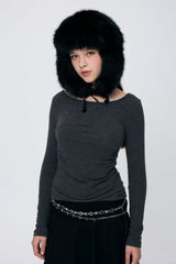 MUREN SHIRRING TOP / CHARCOAL