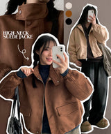 Uts snap neck* suede jacket