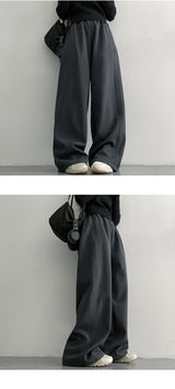 [3-length][S–3XL]NIT カットワイドスウェットパンツ (3 colors)
