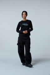 EEERRR Distorted Logo raglan long sleeve (Black)