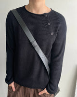 Beat Henley-Neck Crop Knit