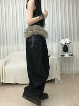 スタッズクロスワイドデニムパンツ