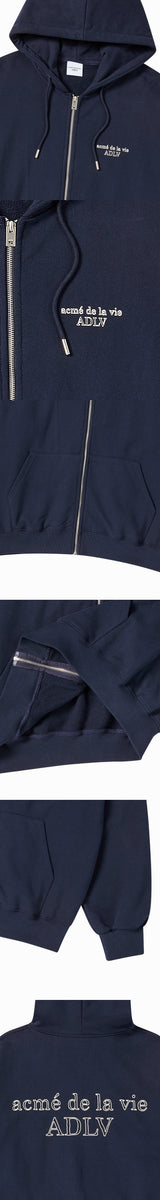 25FW BORDER LINE BASIC LOGO HOODIE ZIP UP DARK NAVY