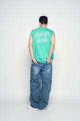 25SS SCRIPT LOGO OUTLINE SLEEVELESS LIGHT GREEN