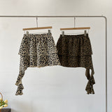 Leopard frill unbalanced skirt