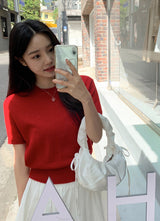 Round Basic Short Sleeve Knit (8color)