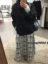 Laptile patchwork long skirt (2color)