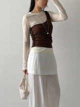 Button One-Shoulder Ribbed Vest