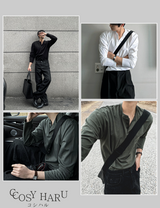 cosyharu ヘンリーネック ボンド長袖シャツ