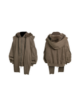 RELABEL Spatial Relations (Fallen Blossoms) Water-washed, colour-faded wool beanie Detachable zip-up cardigan Oversized silhouette heavyweight sweatshirt