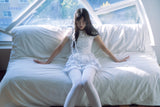 lace puff top_white