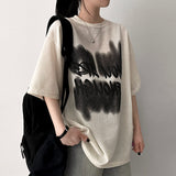 Surf lettering knit short-sleeved T-shirt
