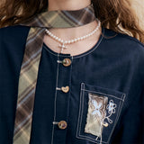 British Check Scarf Linen Blouse